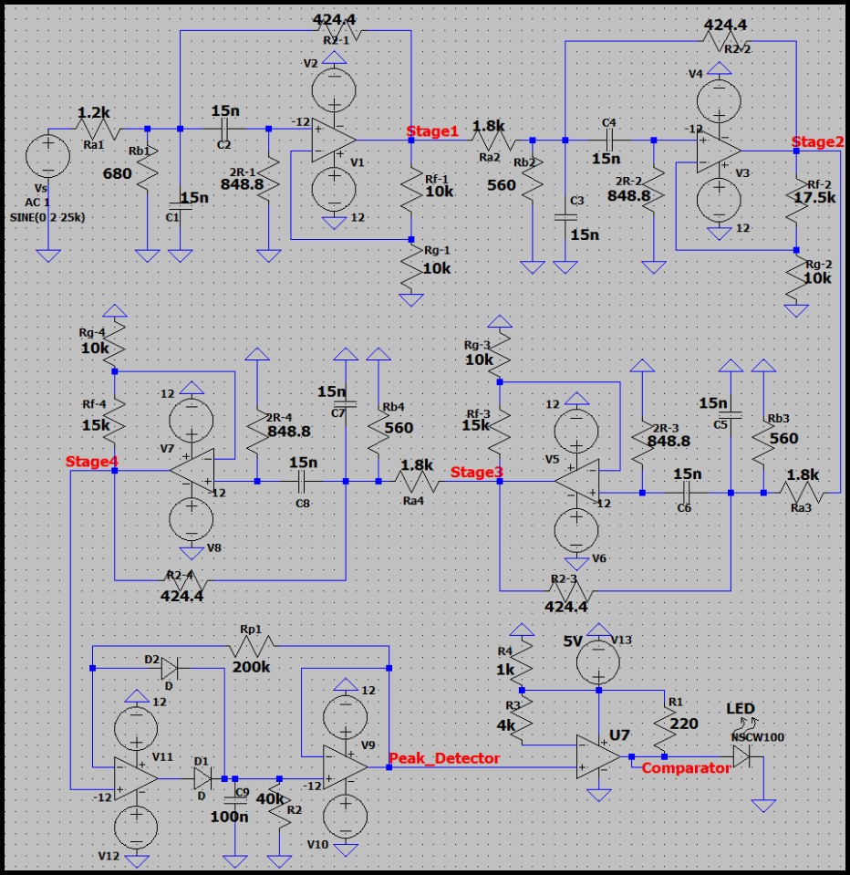 LTspice Schematic of 8th Order Filter